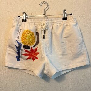 Jacquemus White Le Raphia 'Le Maillot Pingo' Swim Shorts - size 46 (small)